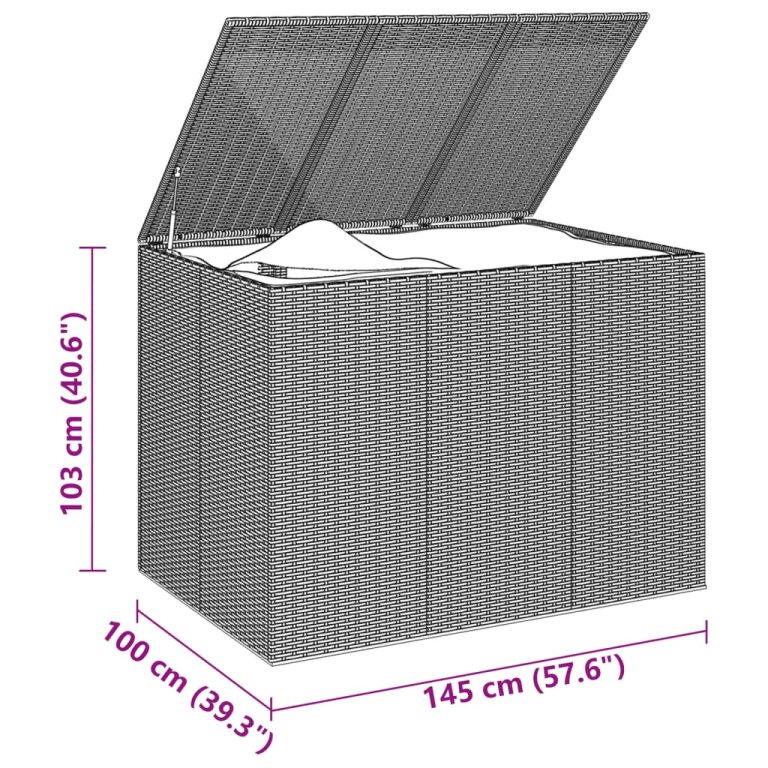 Kutija za vrtne jastuke od PE ratana 145 x 100 x 103 cm smeđa