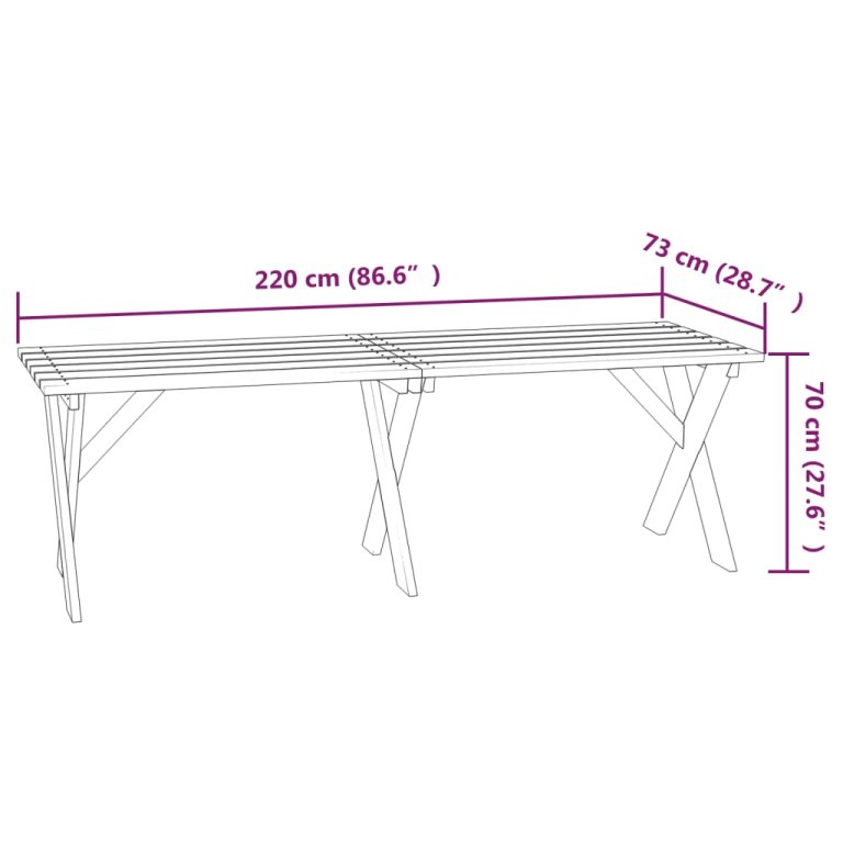 Vrtni stol 220 x 73 x 70 cm od impregnirane borovine