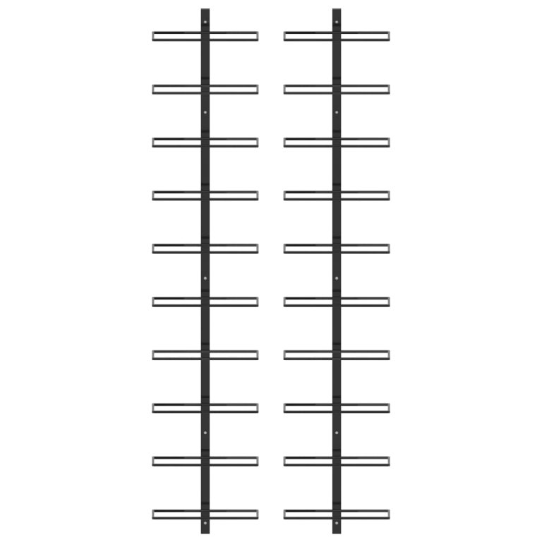 Zidni stalci za vino za 20 boca 2 kom crni metalni