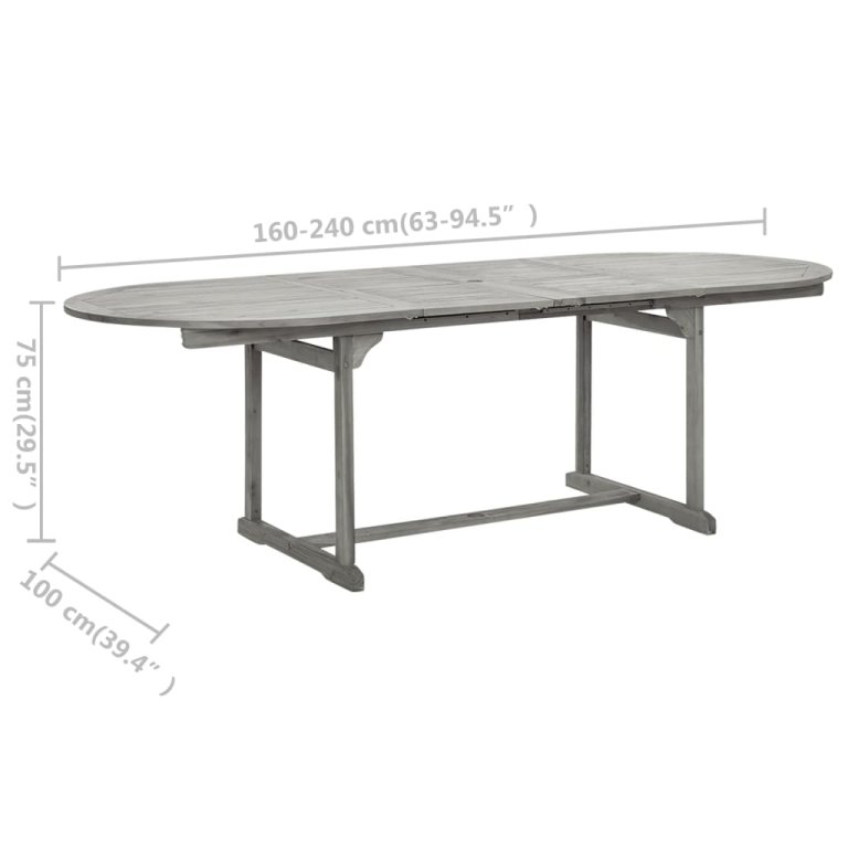 Vrtni blagovaonski stol (160 - 240)x100x75 cm od drva bagrema