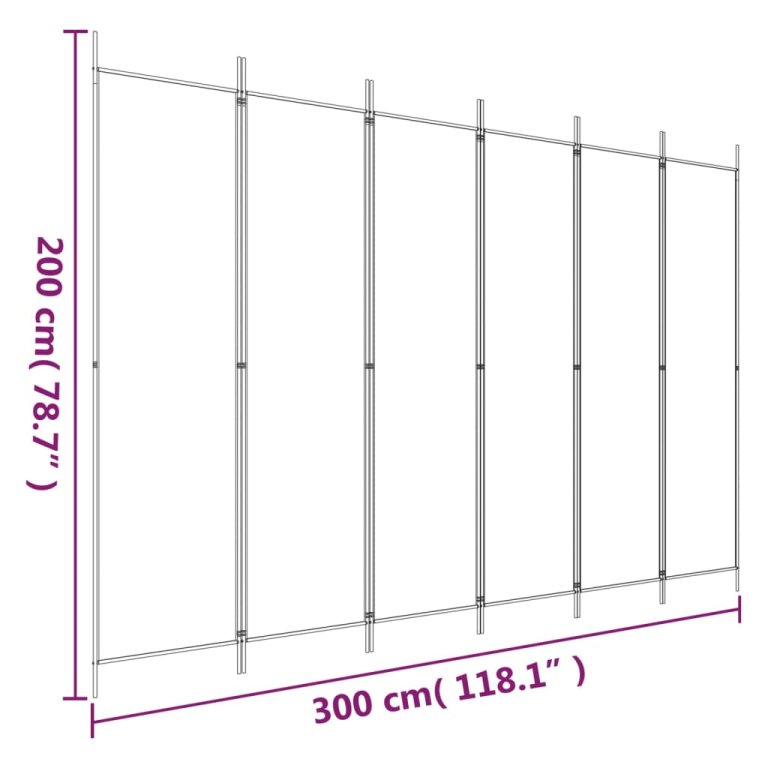 Sobna pregrada s 6 panela smeđa 300 x 200 cm od tkanine