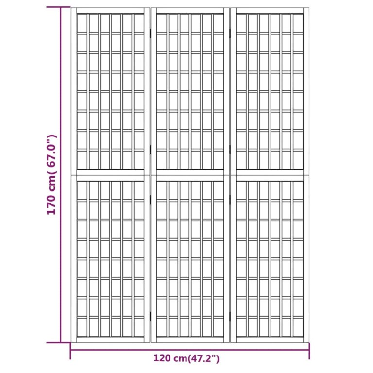 Sklopiva sobna pregrada 3 panela japanski stil 120x170 cm crna