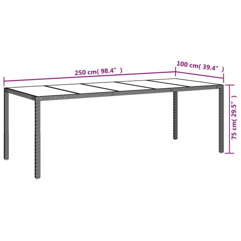 Vrtni stol bijeli 250x100x75 cm od poliratana i kaljenog stakla