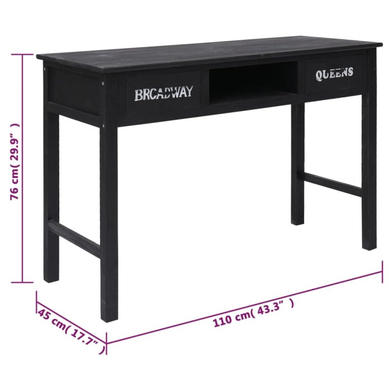 Konzolni stol crni 110 x 45 x 76 cm drveni