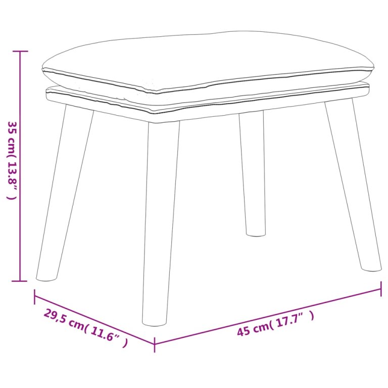 Tabure crni 45x29,5x35 cm od tkanine i umjetne kože