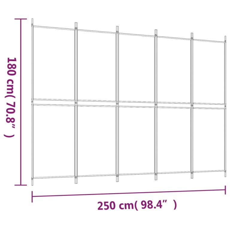 Sobna pregrada s 5 panela antracit 250 x 180 cm od tkanine