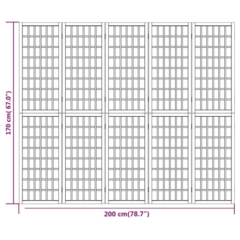 Sklopiva sobna pregrada 5 panela japanski stil 200x170 cm