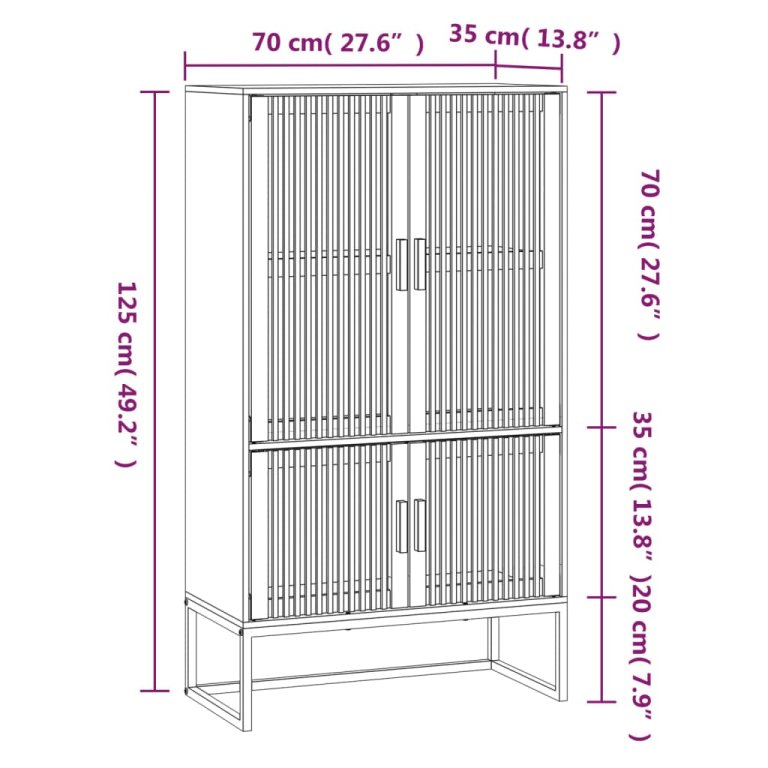 Visoka komoda crna 70 x 35 x 125 cm od konstruiranog drva