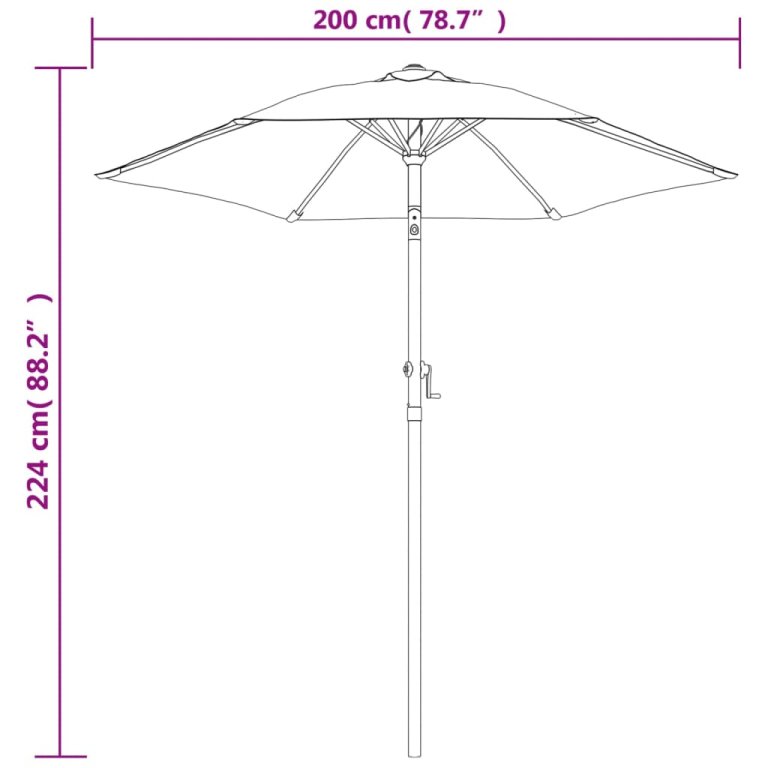 Suncobran bordo 200 x 224 cm aluminijski