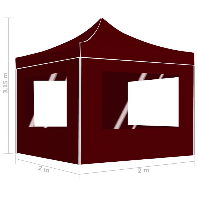 Sklopivi šator za zabave sa zidovima aluminijski 2 x 2 m bordo