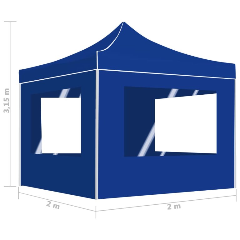 Sklopivi šator za zabave sa zidovima aluminijski 2 x 2 m plavi