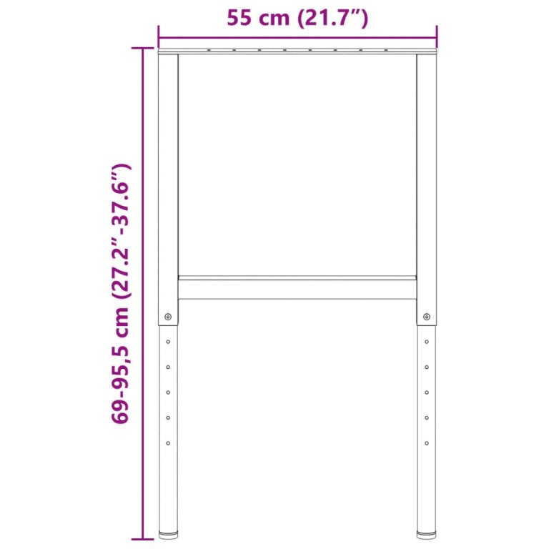 Okviri za radni stol 2 kom metalni 55 x (69 - 95,5) cm crni