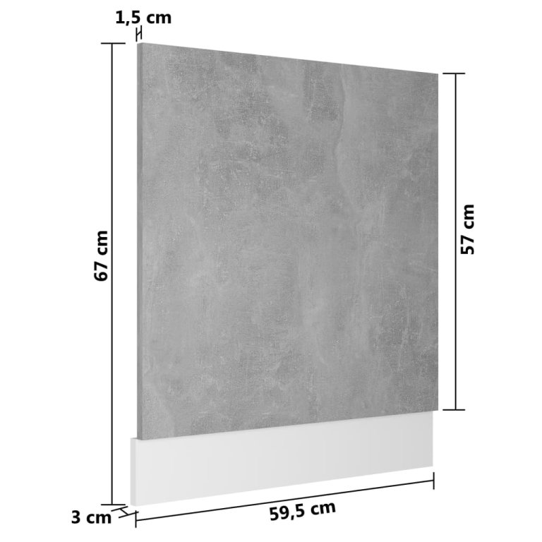 Ploča za perilicu posuđa siva boja betona 59,5x3x67 cm iverica