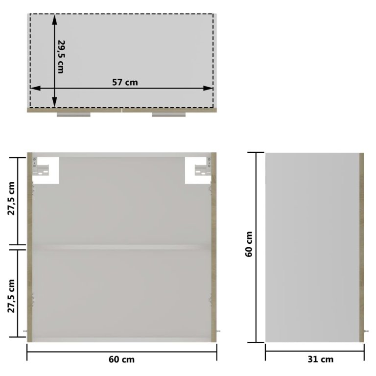 Viseći stakleni ormarić boja hrasta 60 x 31 x 60 cm drveni