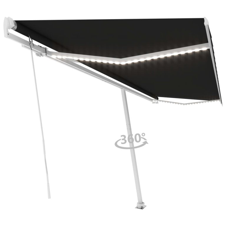 Tenda na ručno uvlačenje s LED svjetlima 500 x 300 cm antracit