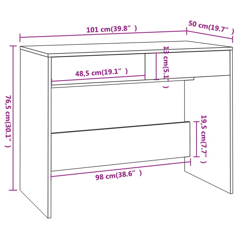 Radni stol bijeli 101x50x76,5 cm od konstruiranog drva