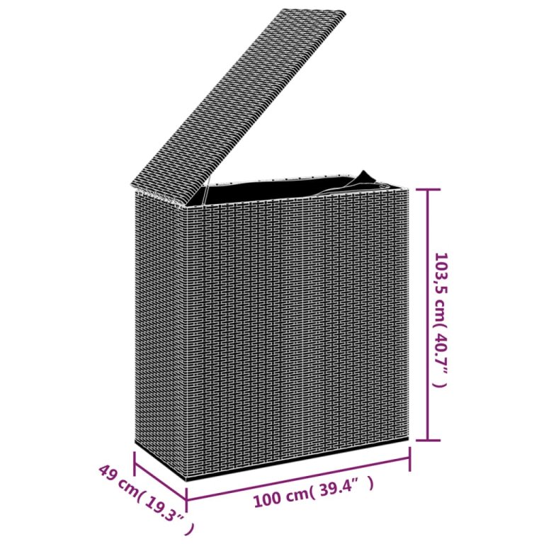 Kutija za vrtne jastuke od PE ratana 100 x 49 x 103,5 cm smeđa