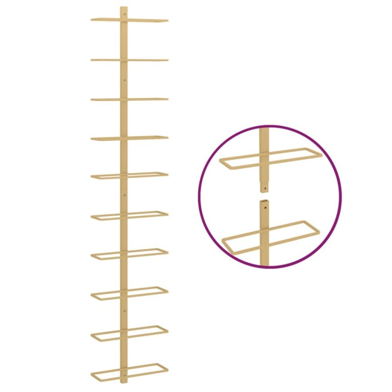 Zidni stalak za vino za 10 boca zlatni metalni