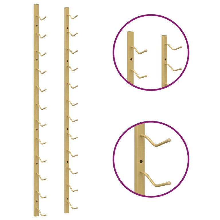 Zidni stalak za vino za 12 boca zlatni željezni