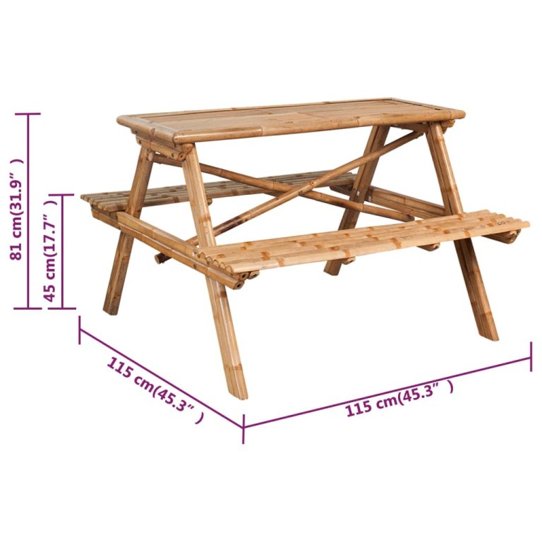 Stol za piknik 115 x 115 x 81 cm od bambusa