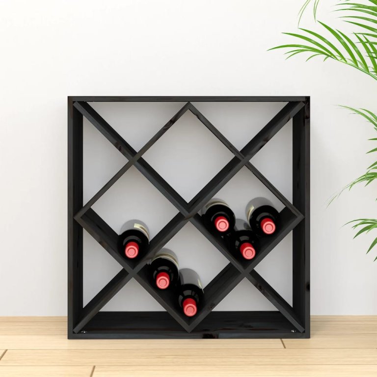 Ormarić za vino crni 62x25x62 cm od masivne borovine