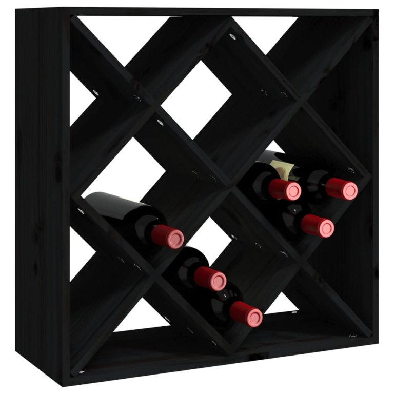 Ormarić za vino crni 62x25x62 cm od masivne borovine