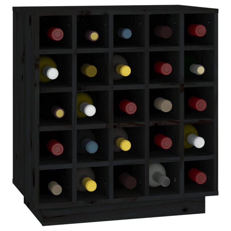 Ormarić za vino crni 55,5x34x61 cm od masivne borovine