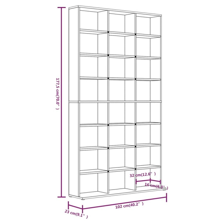 Ormarić za CD-ove smeđi hrast 102x23x177,5 cm konstruirano drvo