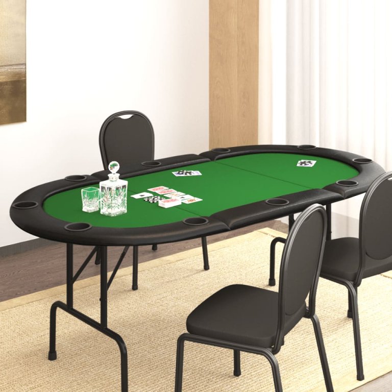 Sklopivi stol za poker za 10 igrača zeleni 206 x 106 x 75 cm