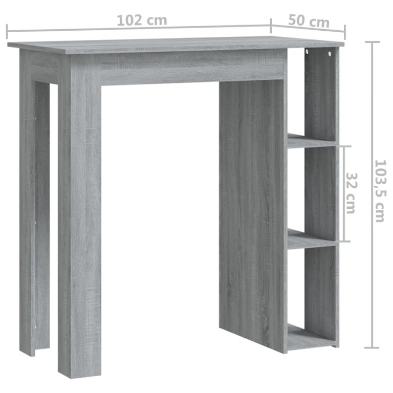 Barski stol s policom boja hrasta sonome 102x50x103,5 cm drveni