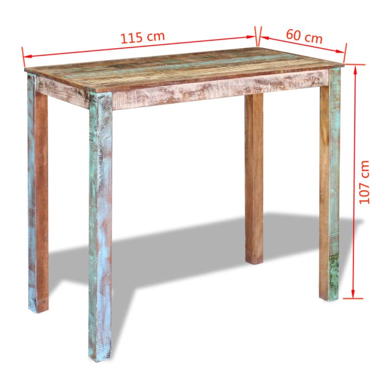 Barski stol od masivnog obnovljenog drva 115 x 60 x 107 cm