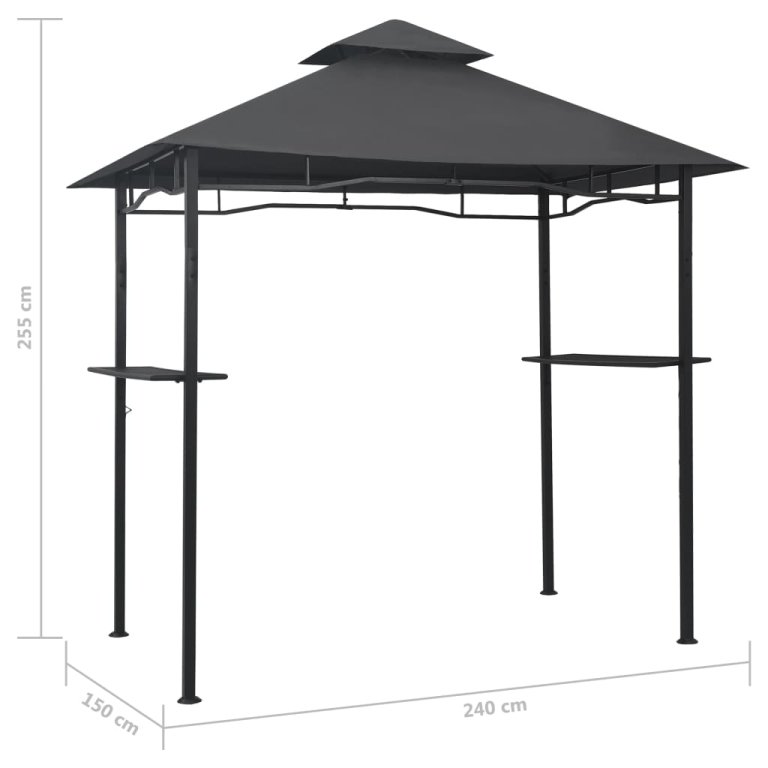 Nadstrešnica za roštilj 240 x 150 x 255 cm antracit čelična