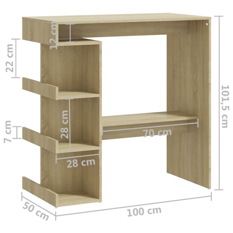 Barski stol sa stalkom boja hrasta 100 x 50 x 101,5 cm drveni