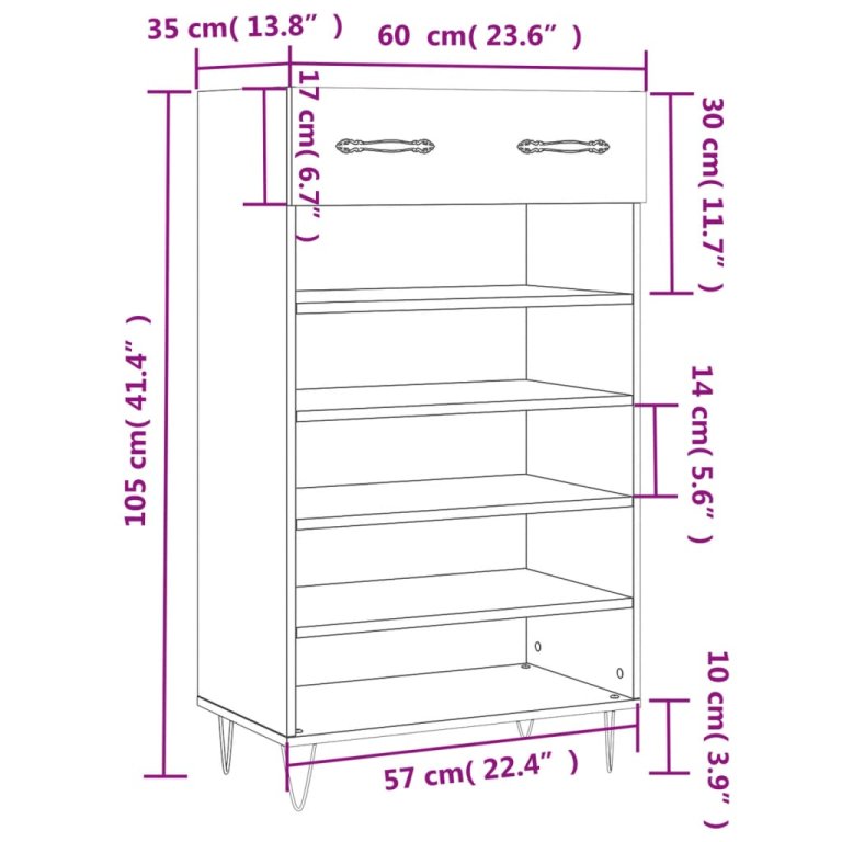 Ormarić za cipele crni 60 x 35 x 105 cm od konstruiranog drva