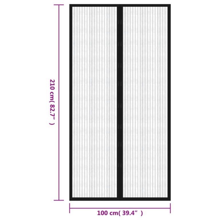 Mreža protiv insekata magnetom 2 kom 210 x 100 cm Crna