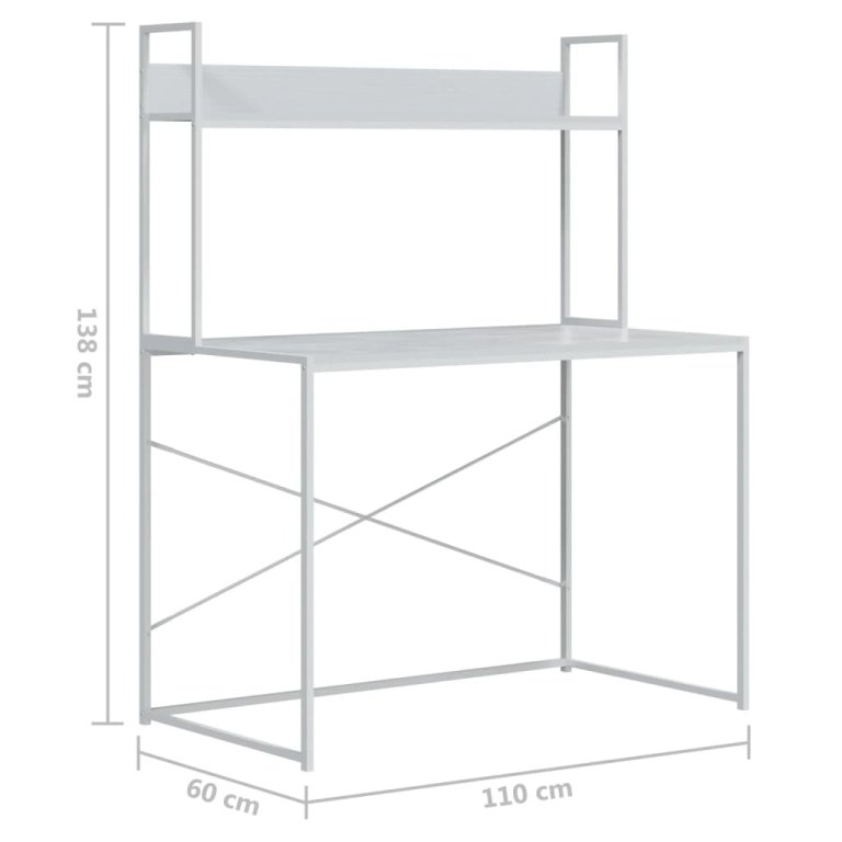 Stol za računalo bijeli 110 x 60 x 138 cm konstruirano drvo