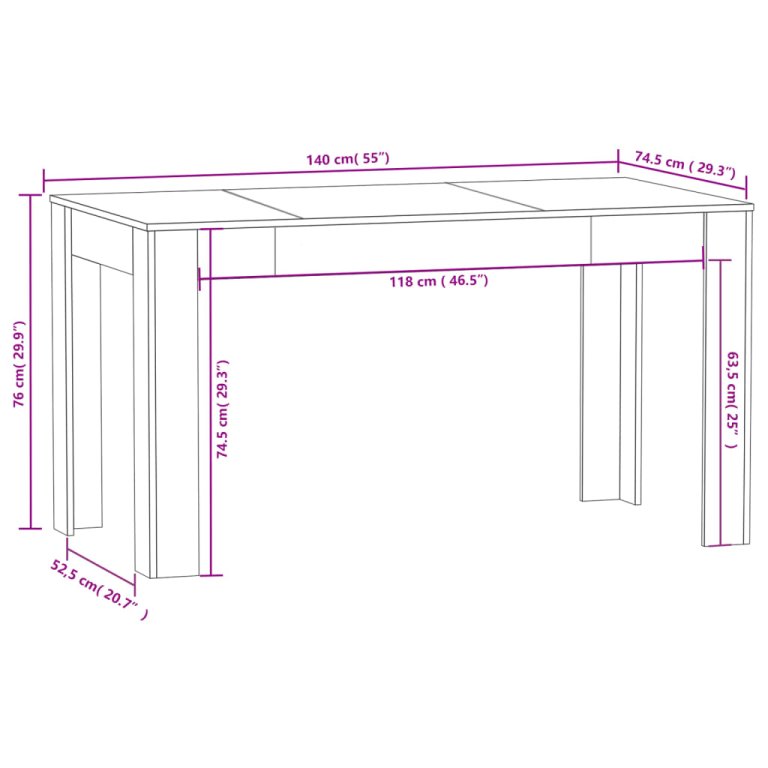 Blagovaonski stol crni 140 x 74,5 x 76 cm od iverice