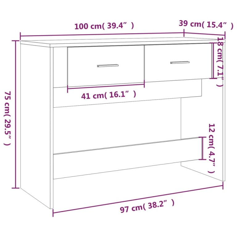 Konzolni stol boja smeđeg hrasta 100x39x75 cm konstruirano drvo