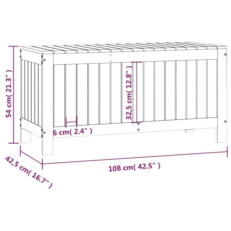 Vrtna kutija za pohranu siva 108x42,5x54 cm od masivne borovine