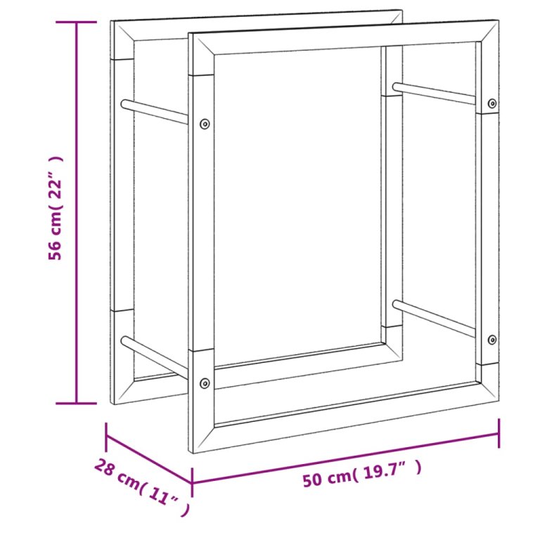 Stalak za drva za ogrjev 50 x 28 x 56 cm od nehrđajućeg čelika