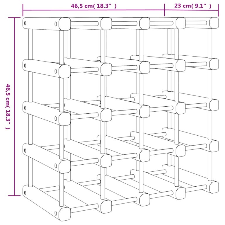 Stalak za vino za 20 boce 46,5x23x46,5 cm masivna borovina