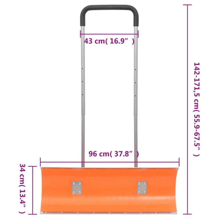 Lopata za snijeg s produživom ručkom narančasta 96 cm čelična