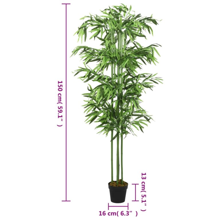 Umjetno stablo bambusa 576 listova 150 cm zeleno