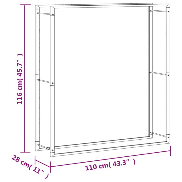 Stalak za drva za ogrjev 110x28x116 cm od nehrđajućeg čelika