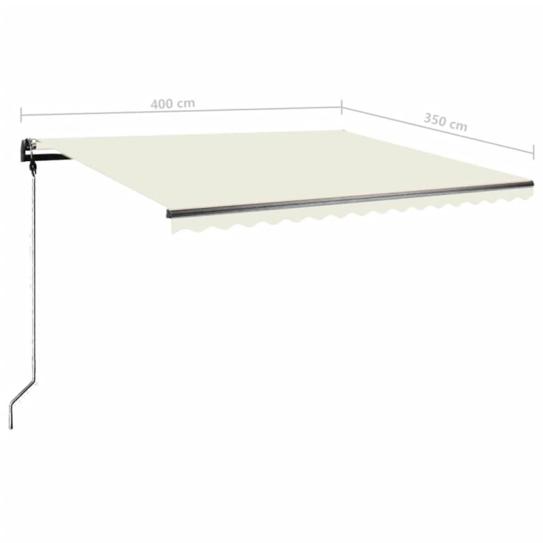 Tenda na ručno uvlačenje s LED svjetlima 400 x 350 cm krem