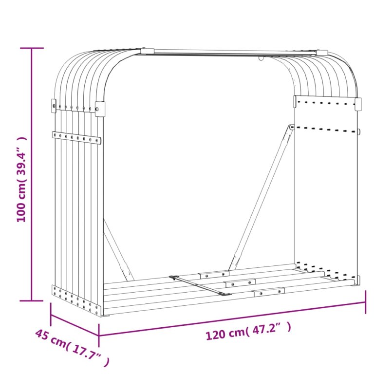 Držač za cjepanice antracit 120x45x100 cm pocinčani čelik