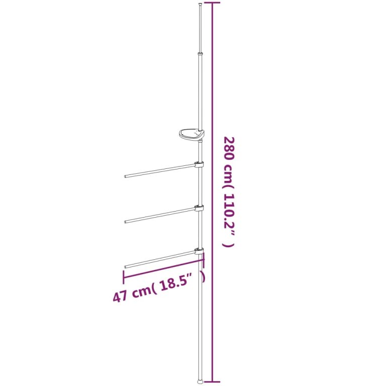 Držač za ručnike 47 x 280 cm aluminijski