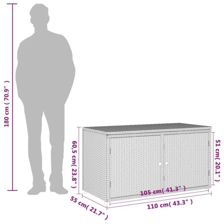 Vrtni ormarić za pohranu crni 110 x 55 x 60,5 cm od poliratana