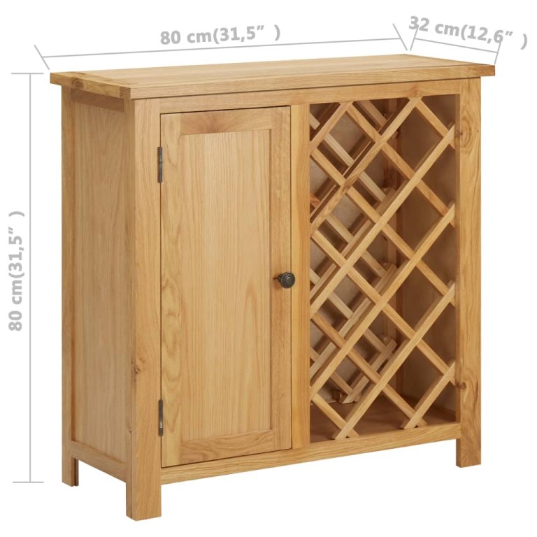 Ormarić za vino za 11 boca 80 x 32 x 80 cm masivna hrastovina