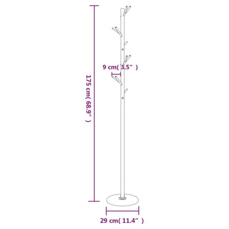 Stalak za kapute crni 175 cm od željeza obloženog prahom